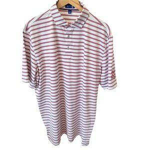 Stitch Golf Polo Shirt Mens Large Red White Striped Performance Malarkey Cup